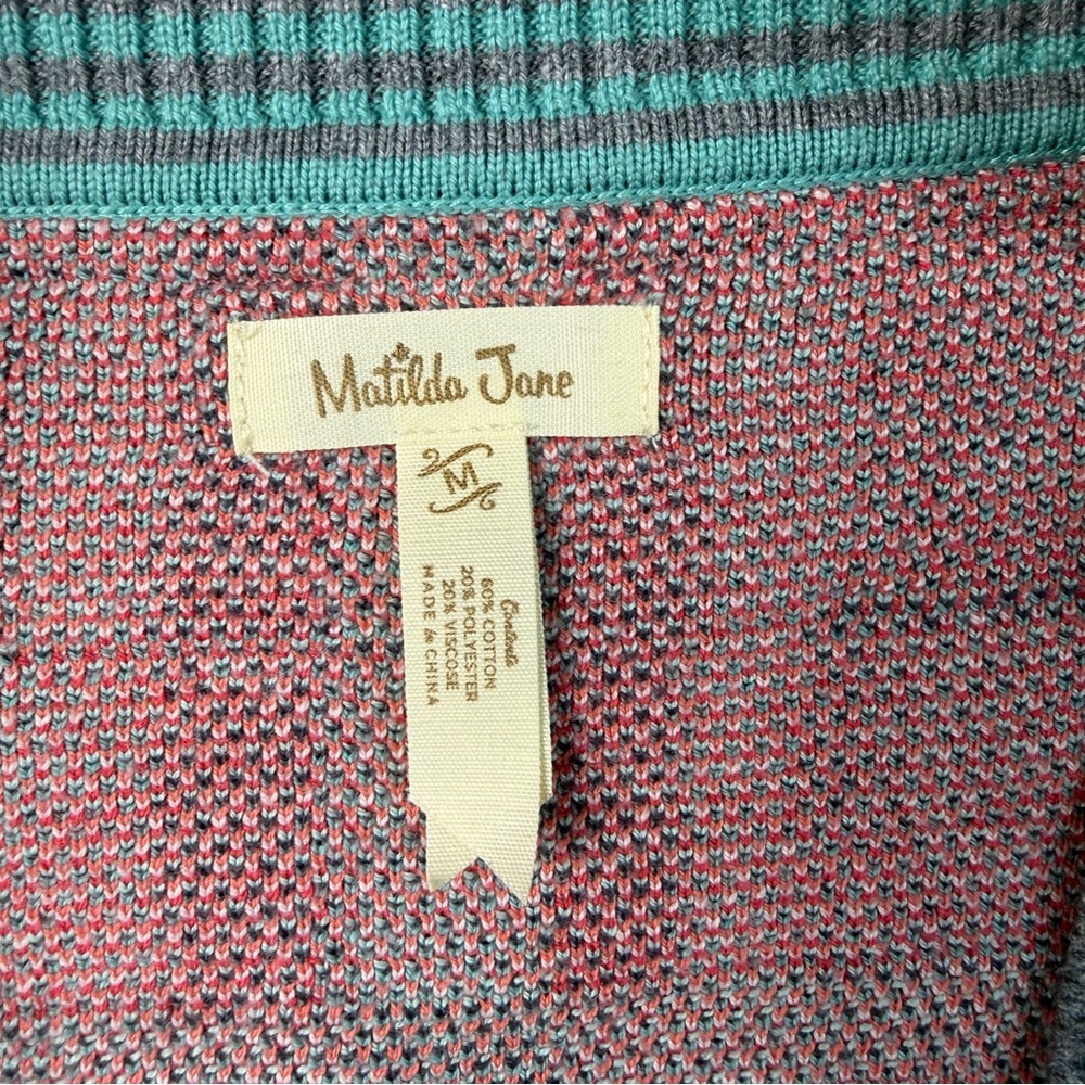Matilda Jane Women’s Medium Open Front Cardigan Plaid Fringe Sweater - Picture 3 of 8
